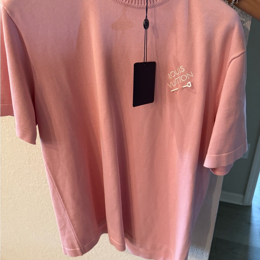 Louis Vuitton knit mens Pink embroidered T-Shirt